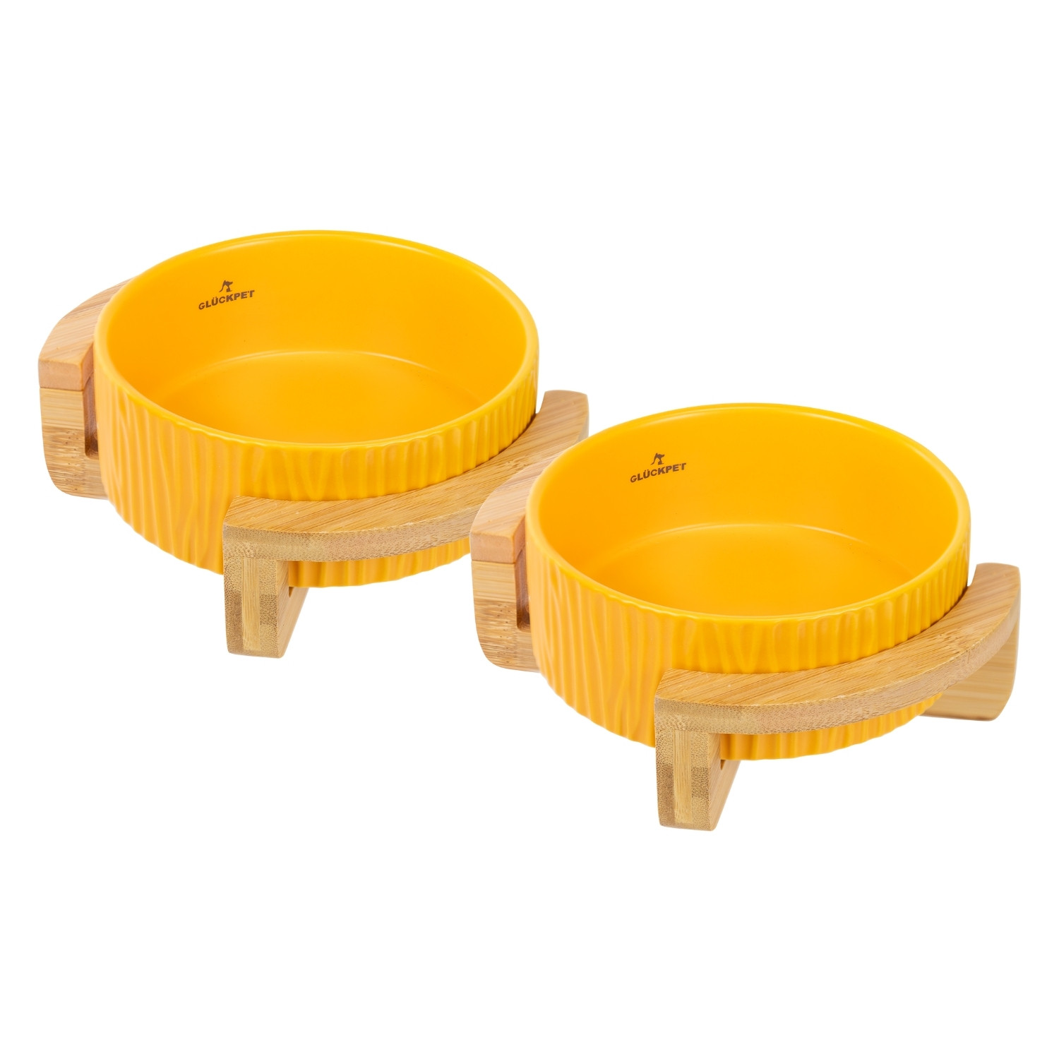 Pack 2 Comederos de Cerámica para Gatos con Base de Bambú 400ml Glückpet Comederos para Perros y Gatos 1